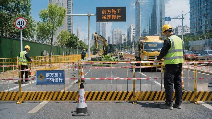 道路施工临时围挡警示解决方案