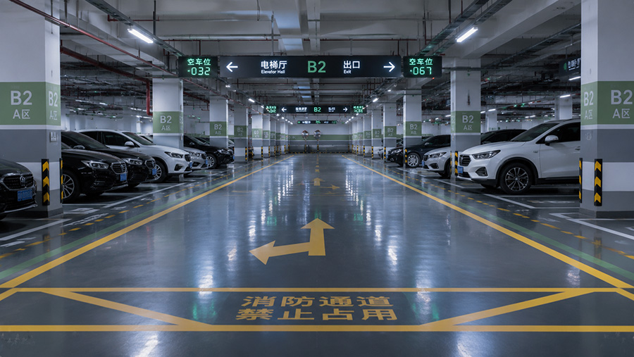 停车场交通标线与车位管理解决方案